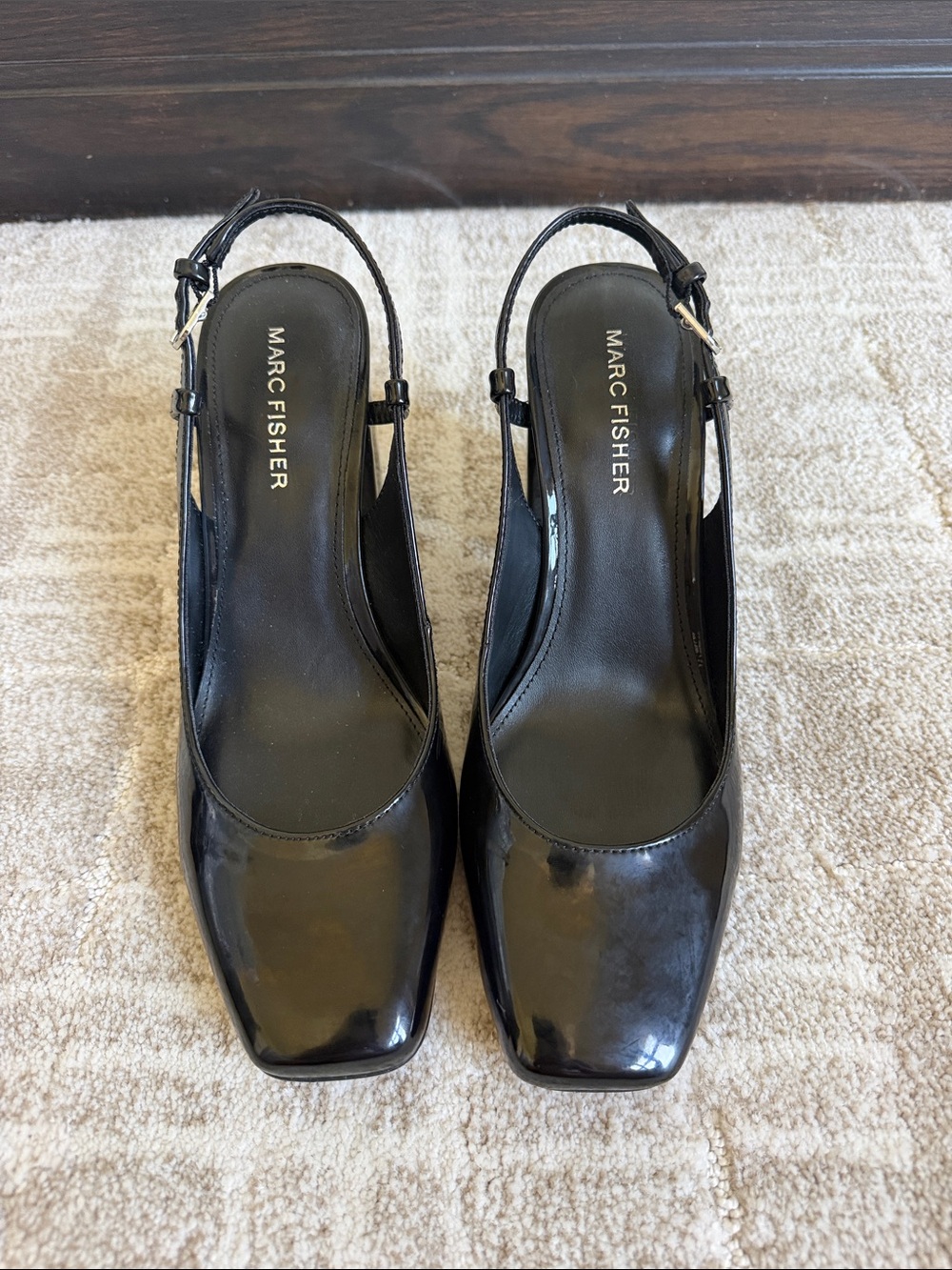 Marc Fisher Black Patent Slingback Pumps